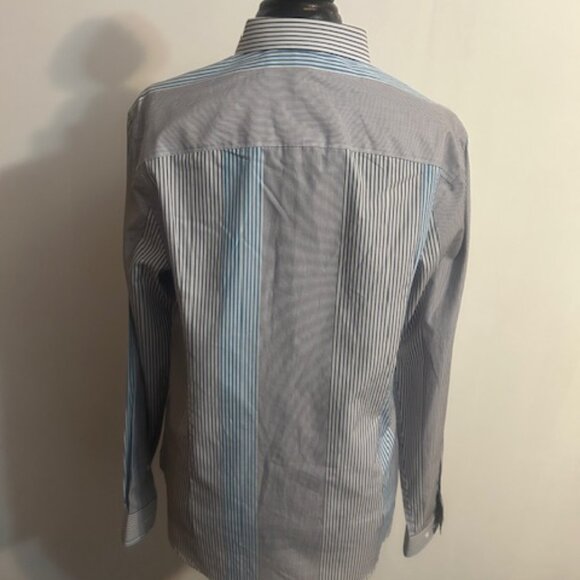 Perry Ellis Slim Fit Coral Reef Amalfi Blue button-down stripe shirt, size M - Picture 2 of 4